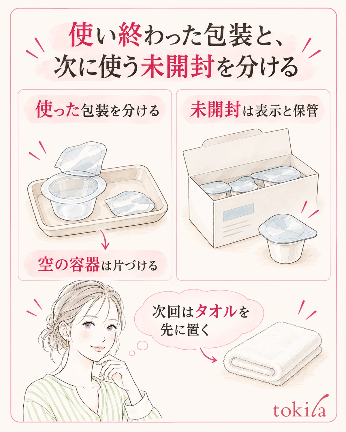 개봉한 포장과 미개봉을 나누고, 다음에는 곤란했던 준비를 하나 다시 살펴봅니다.